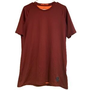 Nike Women’s Pro Combat Dri Fit Activewear Shirt Short Sleeve Orange Sz-M